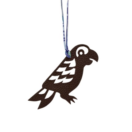 Petite H Charm Leather Dark Brown x White | Introducing Hermes R010480